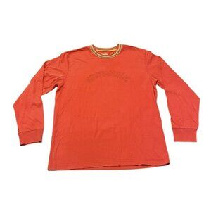 SUPREME 17FW Multicolor Striped Rib Top Arch Logo Long Sleeve Tee Size M Red